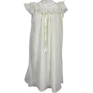 Snowdon Womens Vintage Ivory Lace Chiffon Nightown Sleepwear Dress Lingerie sz M